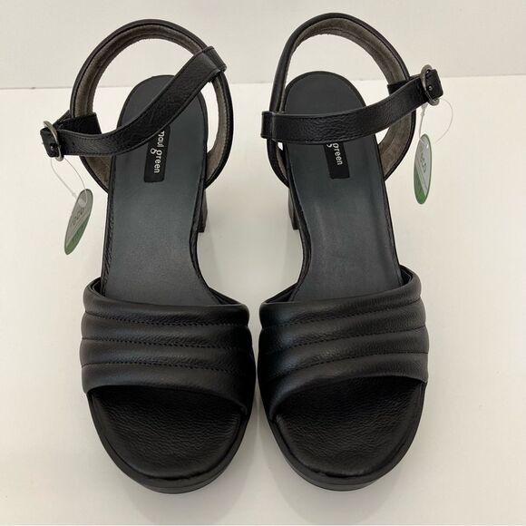 PAUL GREEN Leslie Platform Sandal In Black Leather Size 8.5 NEW - Picture 6 of 14